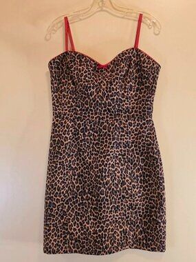 Wet Seal Leopard Print with Red Trim Dress L